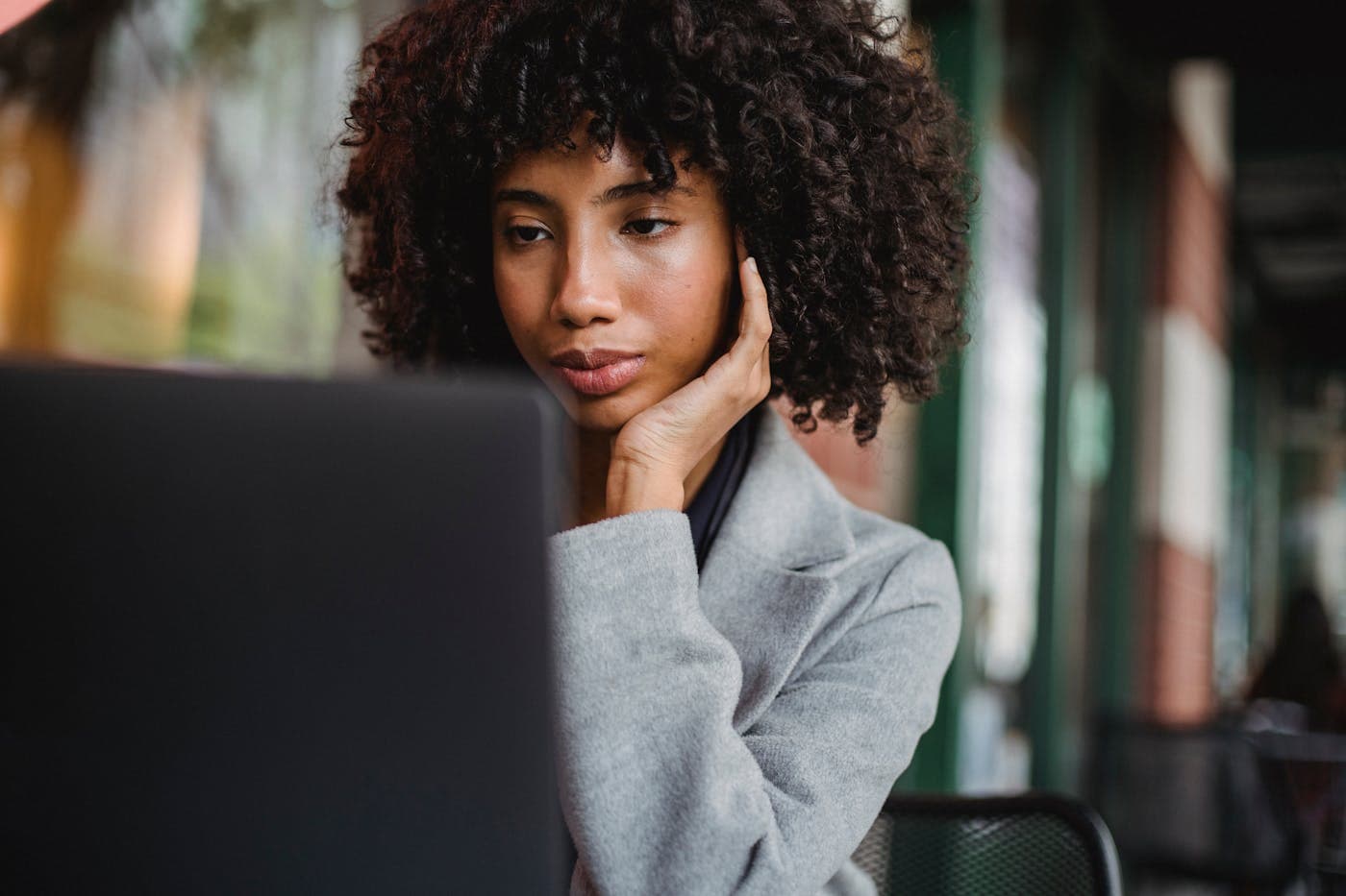 Focused woman working in a clean daylight setting