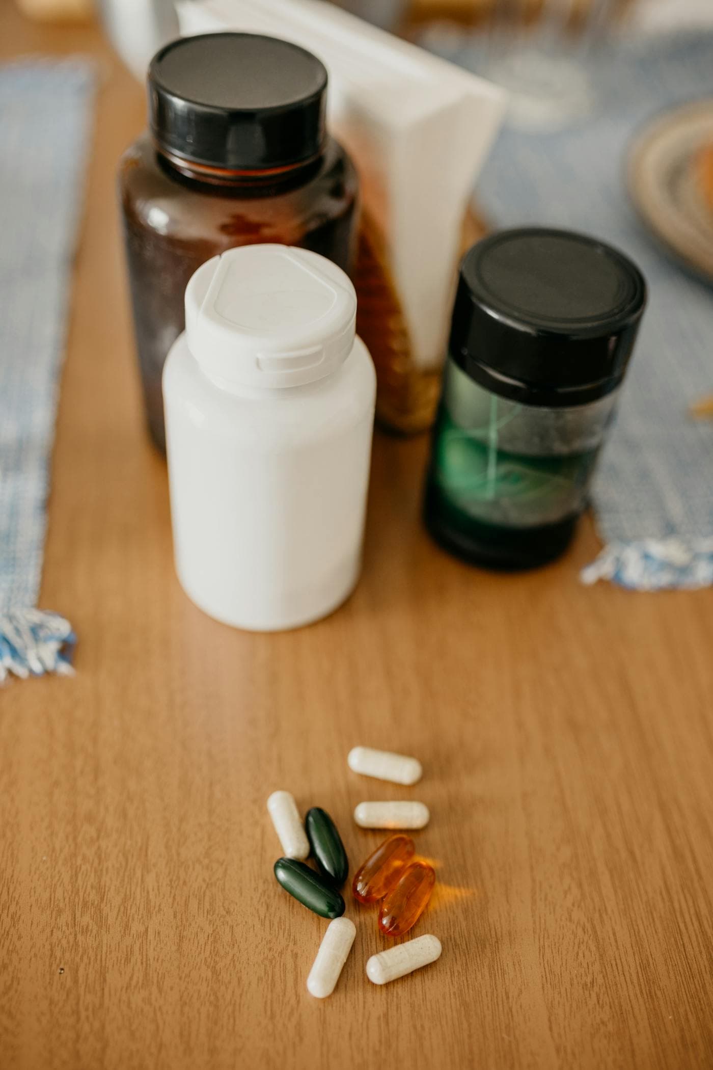 Clean supplement bottles and capsules